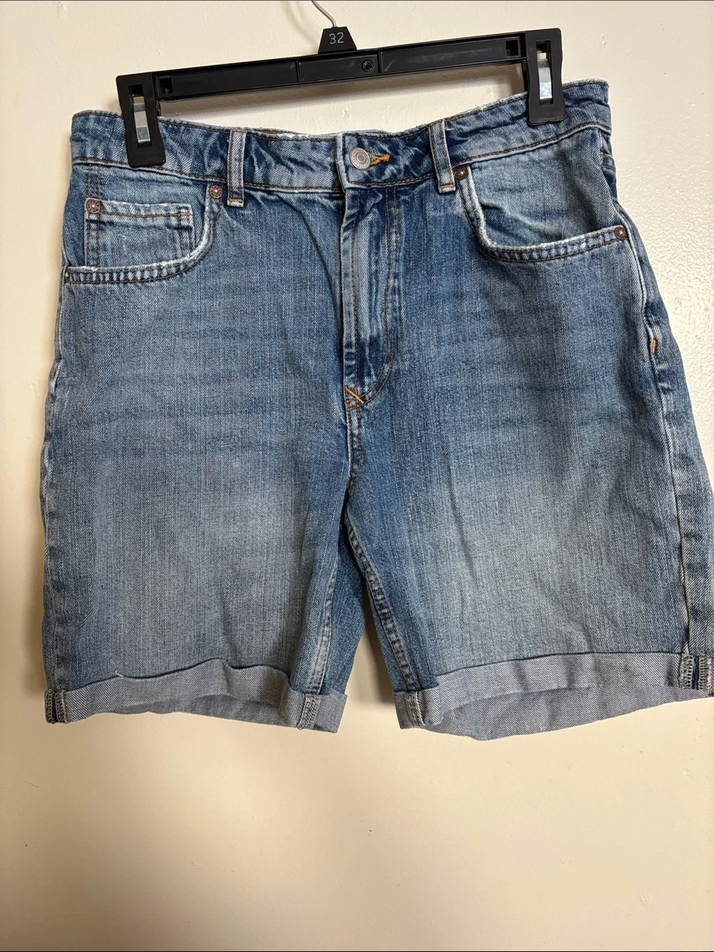 We The Free Light Blue Denim Roll-Cuff Jean Shorts